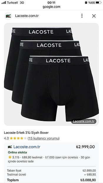 Lacoste 3?lü boxer
