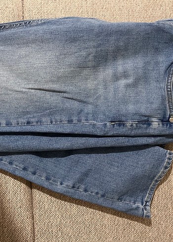 Kadın Gri Mavi Bol Kesim Midi Denim Pantolon