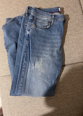 LC Waikiki Kadın Gri Mavi Bol Kesim Midi Denim Pantolon