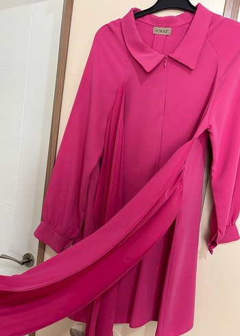 Pembe Uzun Kollu Drapeli Kadın Tunik