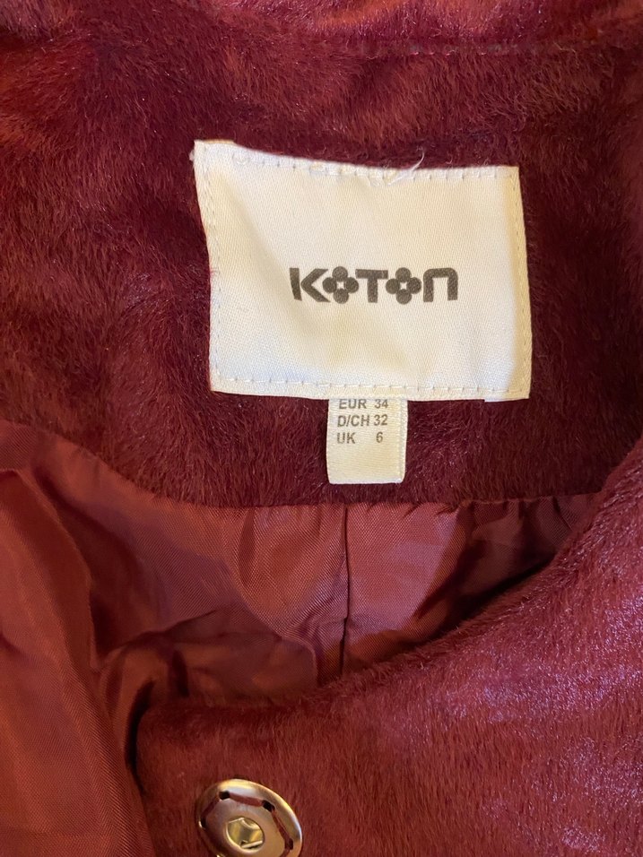 Bordo Süet Düğmeli Uzun Kadın Kaban - Görsel 3