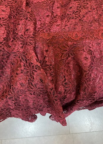 Bordo Dantel Kadın Abiye