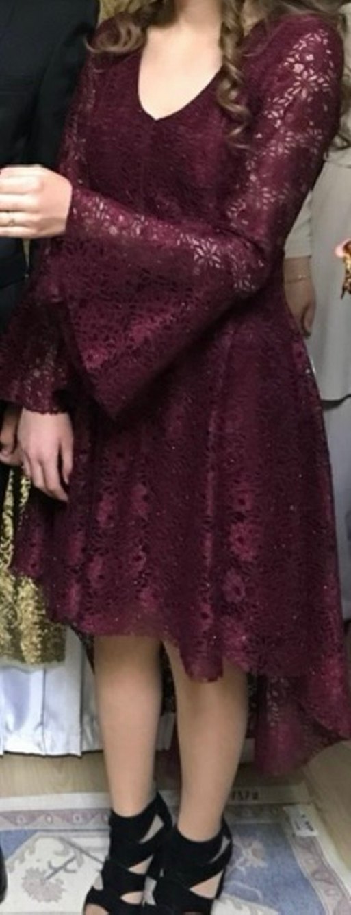 Bordo Dantel Kadın Abiye - Görsel 4