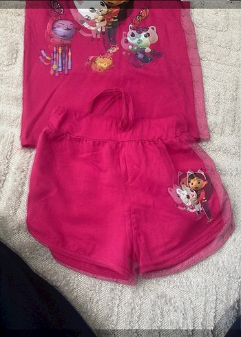 Diğer Kız Bebek Kısa Kollu Baskılı Pijama Takımı