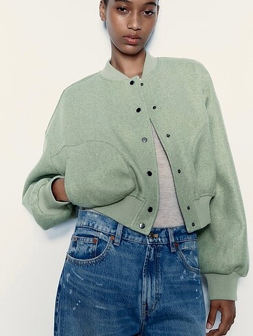 s Beden zara yumuşak crop bomber ceket