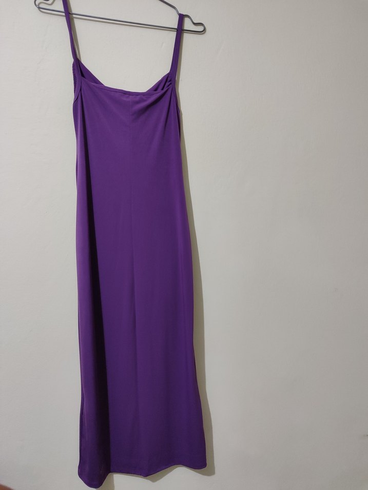 Drapeli Mor Midi Strappy Elbise - Görsel 4