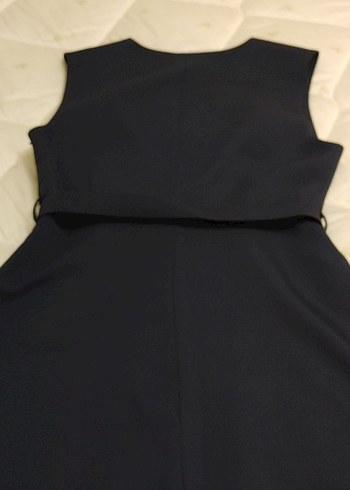 Kemerli Lacivert V Yakalı Jile Elbise - Görsel 3