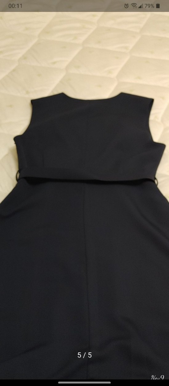 Kemerli Lacivert V Yakalı Jile Elbise - Görsel 3