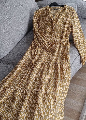 Bohem Hardal Krem Uzun Elbise - Görsel 2