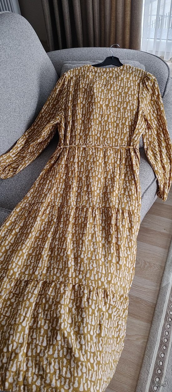 Bohem Hardal Krem Uzun Elbise - Görsel 3