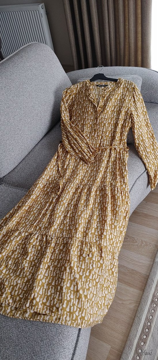 Bohem Hardal Krem Uzun Elbise - Görsel 2