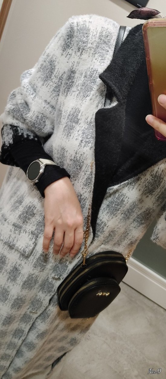 Gri Ekose Desenli Uzun Kadın Kaban - Görsel 2