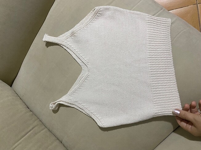 Sorunsuz örme krem crop