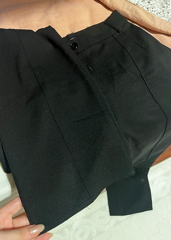 Düğmeli Siyah Kadın Kumaş Pantolon - Görsel 5