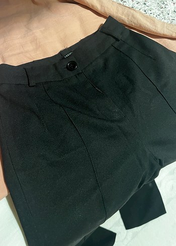 Düğmeli Siyah Kadın Kumaş Pantolon - Görsel 3