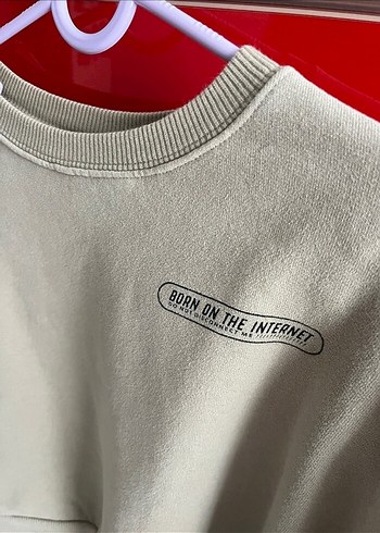 Kadın Bej Baskılı Pamuklu Sweatshirt - Görsel 2