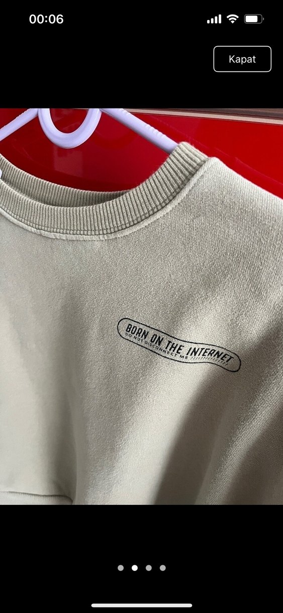 Kadın Bej Baskılı Pamuklu Sweatshirt - Görsel 2