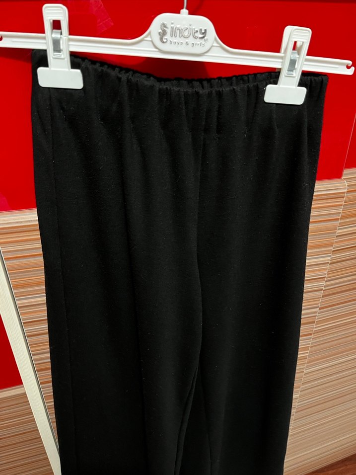 Siyah Piliseli Kadın Uzun Kumaş eşofman - Görsel 2