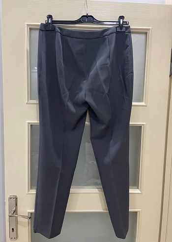 Gri Kadın Kumaş Pantolon, Kemerli, Normal Boy - Görsel 3