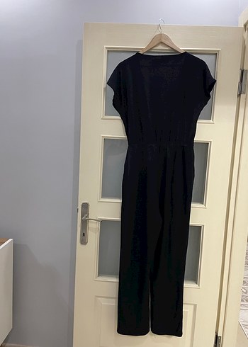 Siyah V Yaka Uzun Kadın Tulum - Görsel 3