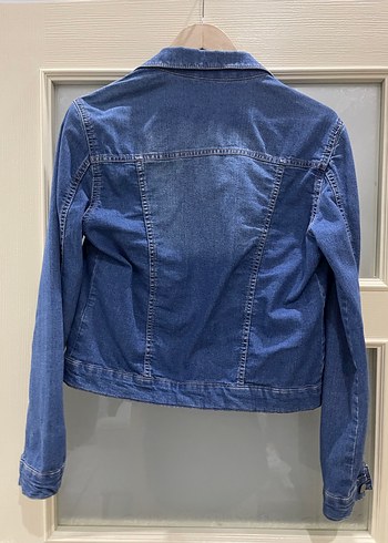 Düğmeli Mavi Kadın Denim Ceket - Görsel 5