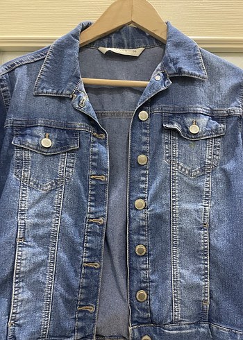Düğmeli Mavi Kadın Denim Ceket - Görsel 4
