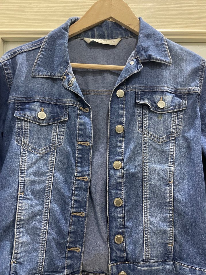 Düğmeli Mavi Kadın Denim Ceket - Görsel 4