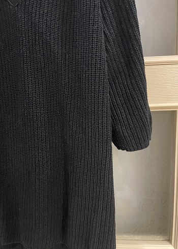 Siyah V Yaka Örgü Kadın Kazak - Görsel 3