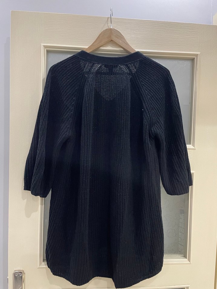 Siyah V Yaka Örgü Kadın Kazak - Görsel 5