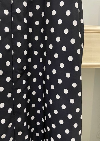 Puantiye Desenli Uzun Lacivert Elbise - Görsel 7