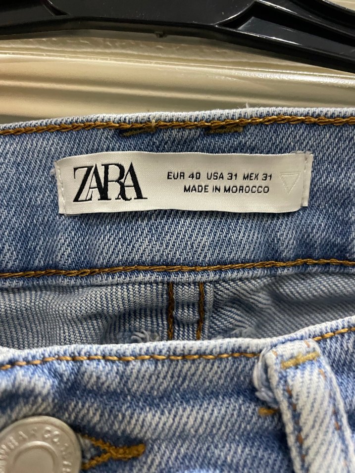 Zara Kadın Mavi Denim Rahat Kesim Kot Pantolon - Görsel 3