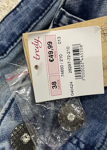 Desenli Bol Kesim Kadın Kot Pantolon - Görsel 7