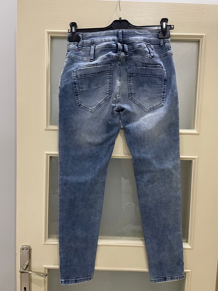 Desenli Bol Kesim Kadın Kot Pantolon - Görsel 5