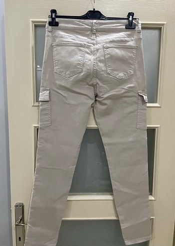 Kemerli Bej Midi Kadın Kumaş Pantolon - Görsel 5