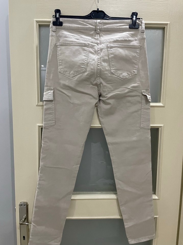 Kemerli Bej Midi Kadın Kumaş Pantolon - Görsel 5