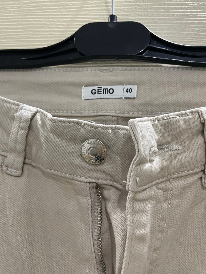 Kemerli Bej Midi Kadın Kumaş Pantolon - Görsel 4