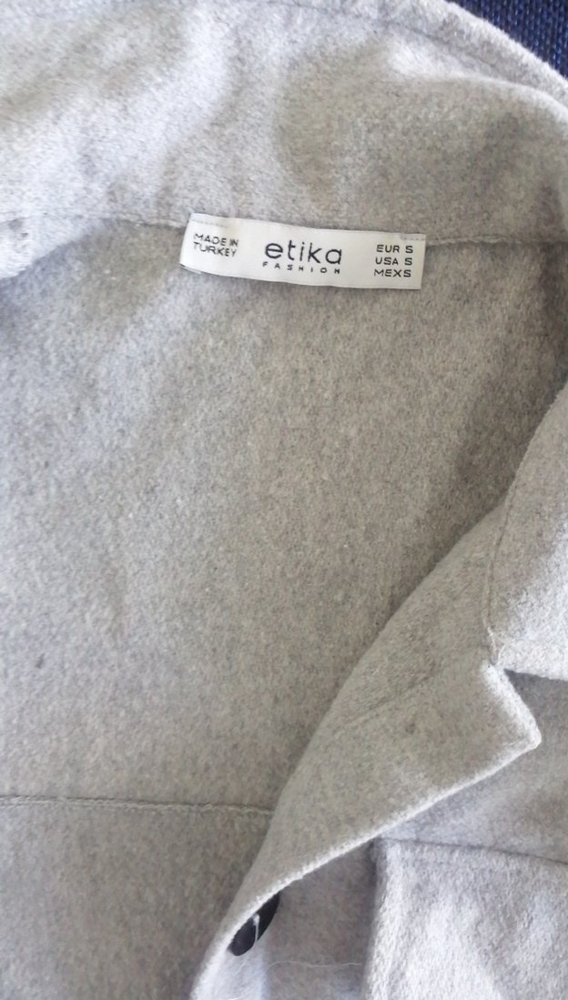 Gri Düğmeli Uzun Kollu Keten Gömlek - Görsel 4