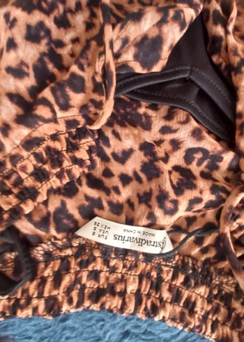 Leopar Desenli Kahverengi Midi Elbise - Görsel 6