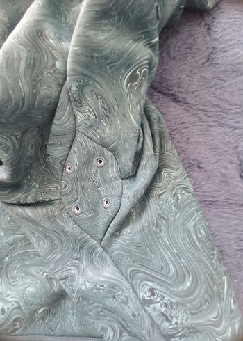 Gri  yeşil Kapüşonlu Fermuarlı Kadın Sweatshirt - Görsel 6