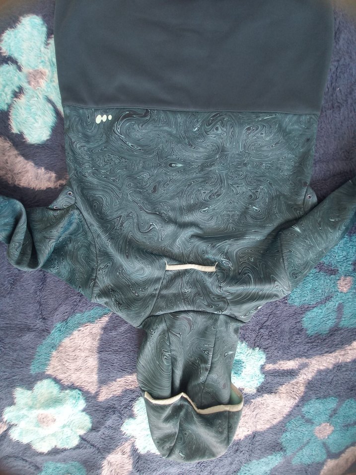 Gri  yeşil Kapüşonlu Fermuarlı Kadın Sweatshirt - Görsel 4