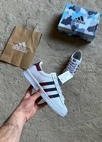 44 Beden ADİDAS SÜPERSTAR BORDO MAVİ