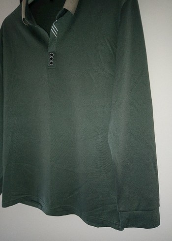Uzun Kollu Düğmeli Yeşil Polo Tişört - Görsel 2