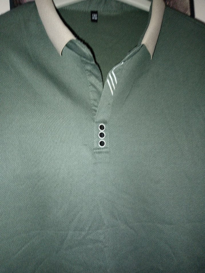 Uzun Kollu Düğmeli Yeşil Polo Tişört - Görsel 3