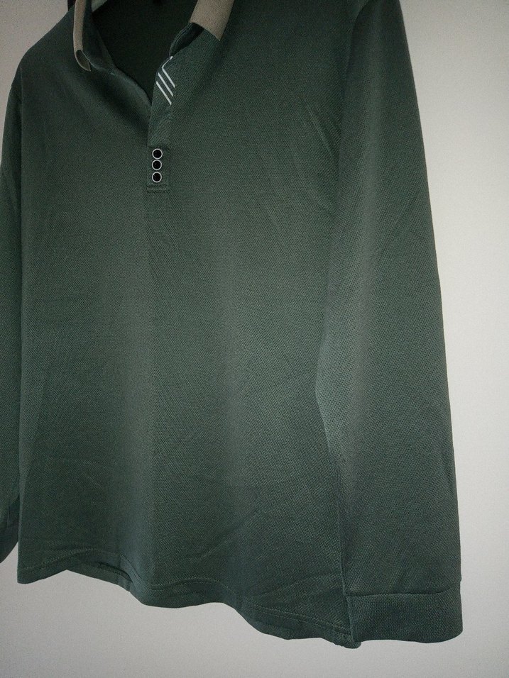 Uzun Kollu Düğmeli Yeşil Polo Tişört - Görsel 2
