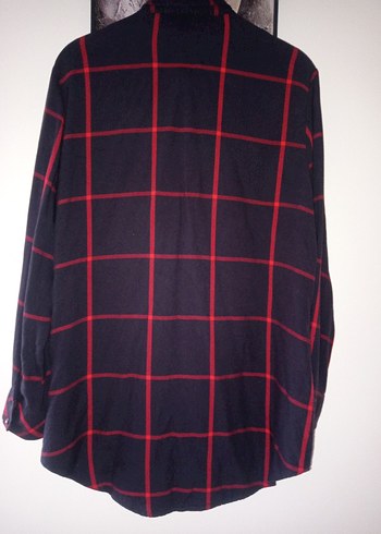 Kırmızi lacivert Kareli Düğmeli Kadın Gömlek - Görsel 2