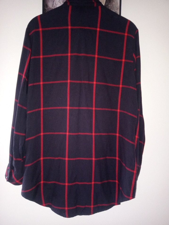 Kırmızi lacivert Kareli Düğmeli Kadın Gömlek - Görsel 2