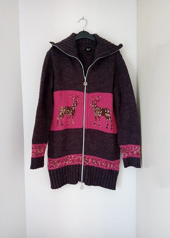 Kadın Mor V Yakalı Örgü Yün Kazak - Görsel 20