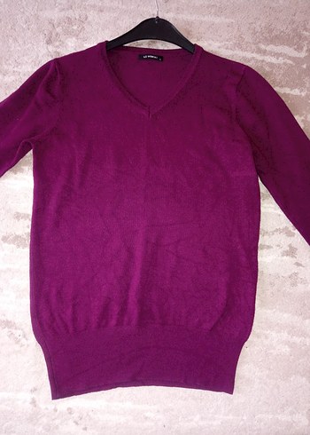 Pembe V Yaka Uzun Kollu Triko Kadın Kazak - Görsel 3