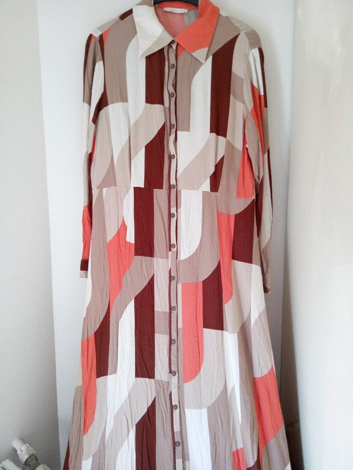 Viskon kumaş uzun elbise - Görsel 3