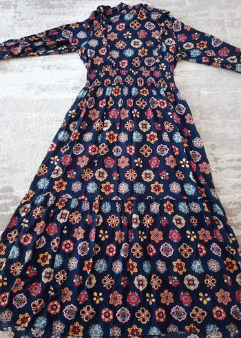 De facto Turkuaz Bohem Uzun Kollu Uzun Elbise - Görsel 7